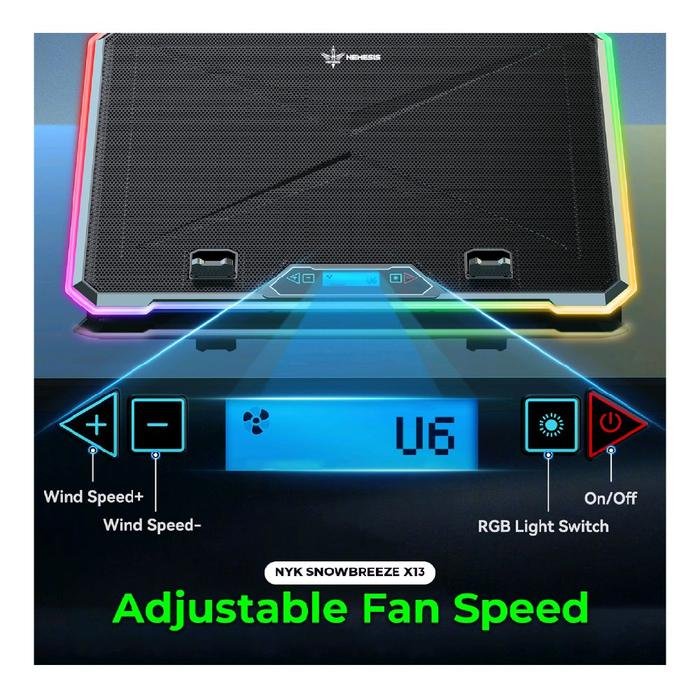 NYK Nemesis SNOWBREEZE X13 / X 13 RGB Ergostand with Digital Display Cooling Pad / CoolingPad Original