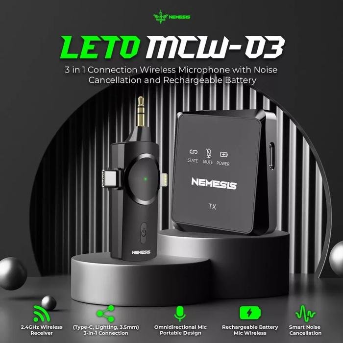 NYK MCW 03 Leto Wireless Lavalier Microphone with 3in1 Connection Original