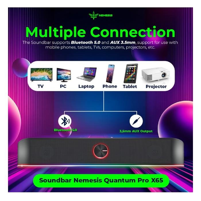 NYK Nemesis Quantum Pro X65 /X 65 / X-65 Gaming Soundbar Speaker with 6 Mode RGB and Dual Mode Connection Original