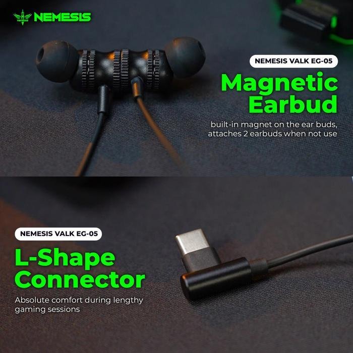 NEMESIS VALK EG-05 Earphone With Magnetic Earbud and L-Shape Connector Original