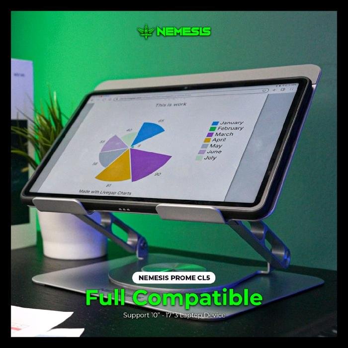 NYK Nemesis Prome CL5 / CL 5 Sturdy Laptop / Tablet / Tab Stand With Foldable and Rotatable Function / Stand Original