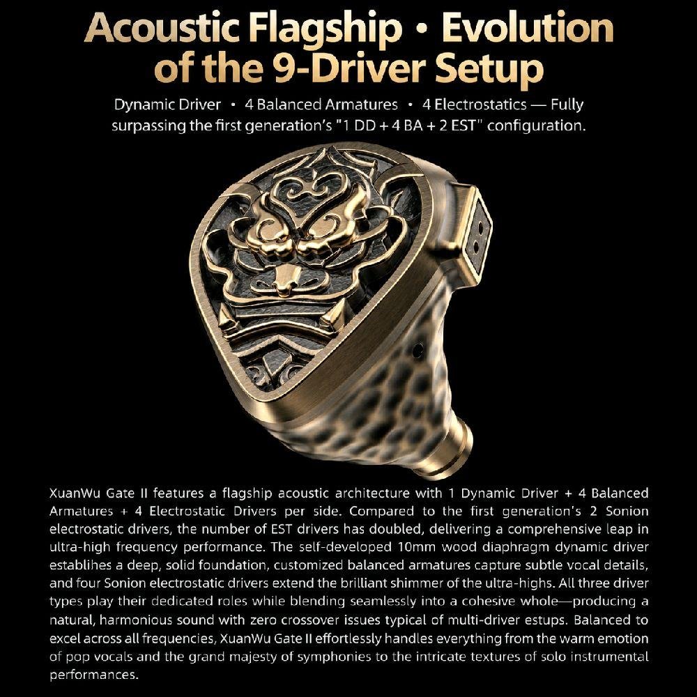 TANGZU XuanWu Gate II / Xuan Wu Gate II / 2nd Gen Flagship 1DD 4BA 4-Electrostatic Driver Wired HiFi In-Ear Earphone / IEM Original