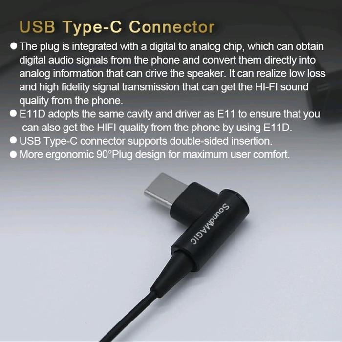 SoundMAGIC E11D / E 11D In Ear Isolating USB-C Earphones with DAC Original