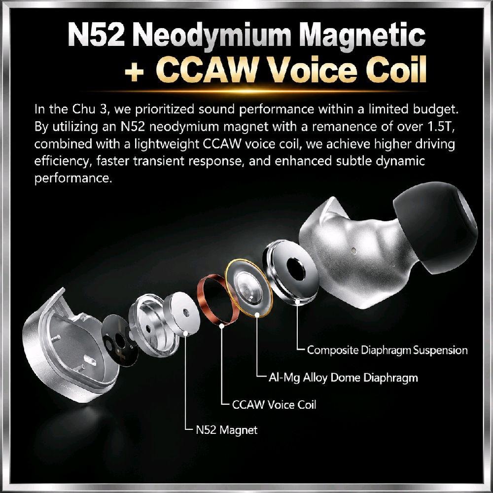 Moondrop Chu III / Chu 3 / Chu3  Aluminum-magnesium Alloy Dome Composite Diaphragm Dynamic Driver In Ear Monitor Earphone / IEM Original