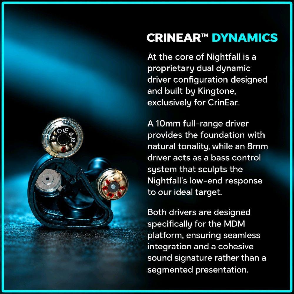 CrinEar Nightfall  Dual Dynamic Monolithic Aluminium In Ear Monitors Earphone / IEM Original