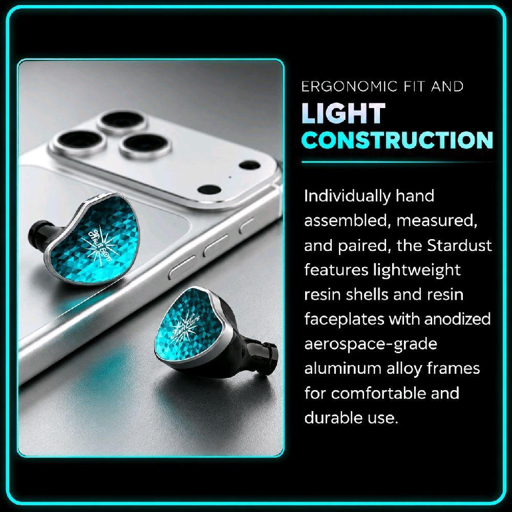 Kiwi Ears Stardust Five Driver Warm Neutral Hybrid In Ear Monitor Earphone with 10 mm PU+LCP Dynamic / IEM Original