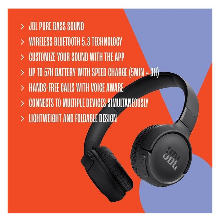 JBL T520BT / T 520BT / T 520 BT / Tune 520BT / Tune520BT Successor T510BT / Tune 510BT Pure Bass Wireless On-Ear Headphones Original
