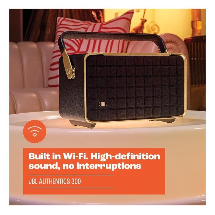 JBL Authentics 300 / Authentics300 / Authentic 300 Portable Smart Home Speaker with Retro Design, Wi-Fi, Bluetooth and Voice Assistants Original