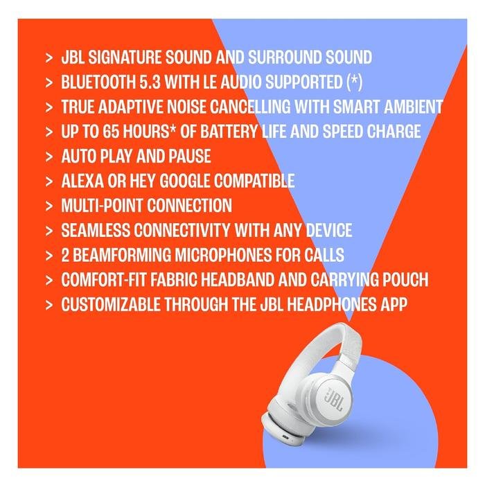 JBL Live 670 NC / Live 670NC / Live670NC Wireless On-Ear Headphones with True Adaptive Noise Cancelling Original