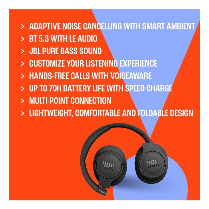 JBL Tune 770NC / Tune770NC / Tune 770 NC / T770NC / T 770NC / T 770 NC Adaptive Noise Cancelling Wireless Bluetooth Over-Ear Headphones Original