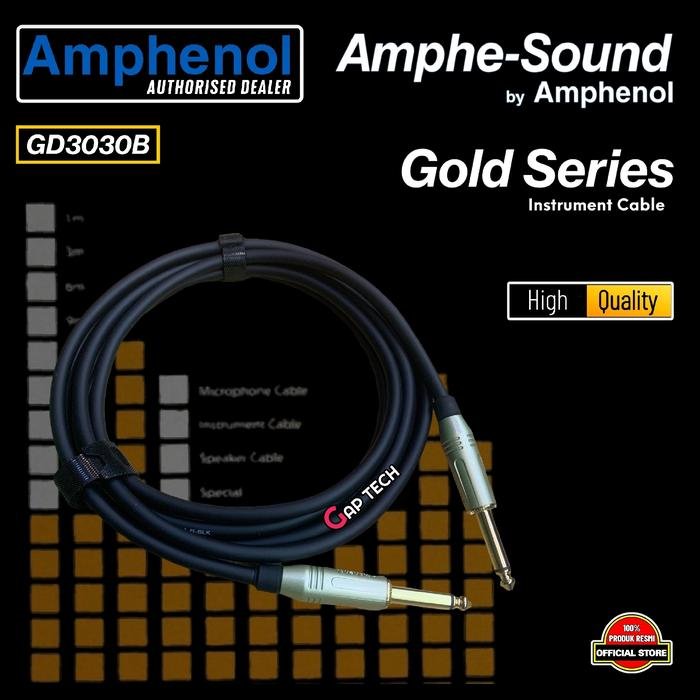 Amphenol Amphe Sound / Amphe-Sound / AmpheSound Instrument Cable with Gold Plated Cable Original