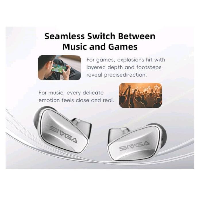 SIVGA SM100 / SM-100 / SM 100 10mm Dual-Chamber Dynamic Driver In-Ear Monitor Earphone with Microphone / IEM Original