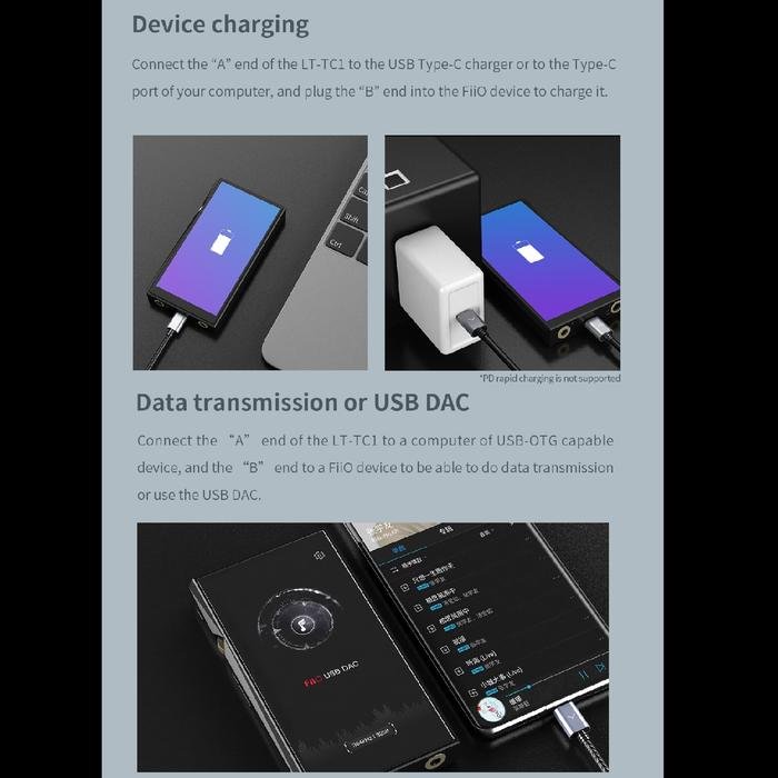 Fiio LT TC1 / LTTC1 USB C to USB C Charging / Data Cable Original