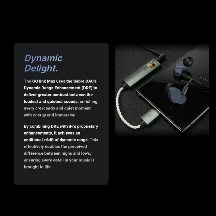 iFi Go Link Max Portable Hi-Res Headphone Amplifier DAC Dongle USB-C to 3.5/4.4mm with ESS Sabre ES9219 DAC Amp Original