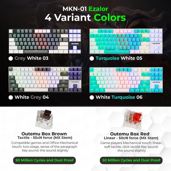 NYK Nemesis MKN-01 / MKN 01 EZALOR 87 Keys Mechanical Gaming Keyboard Original