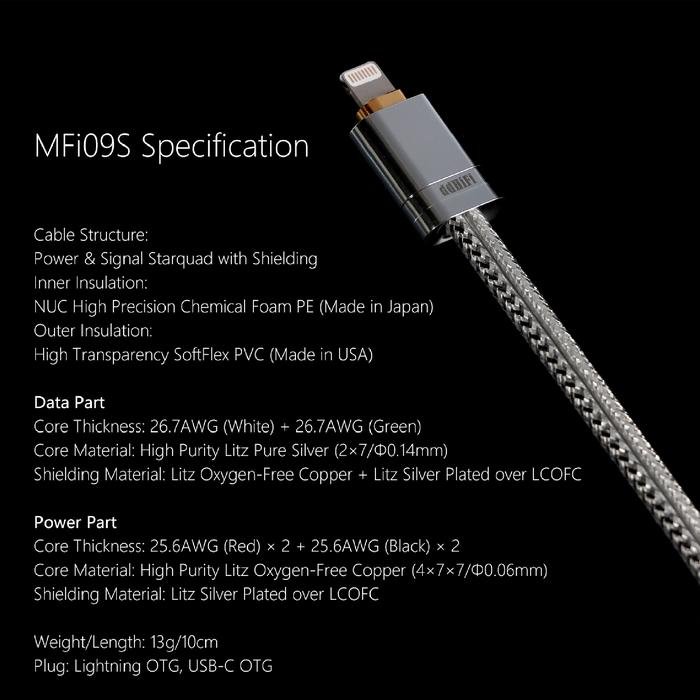 DD DDHiFi MFi09S / MFi 09S Lightning to USB-C OTG Cable Original