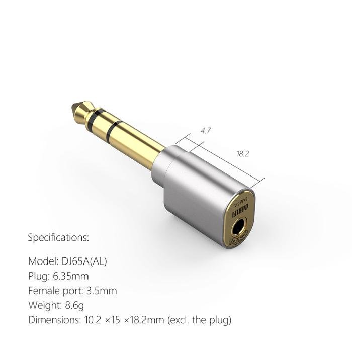 DD DDHIFI DJ65A (AL) / DJ 65 A (AL) / DJ65A AL 3.5mm female to 6.35mm male adapter Original