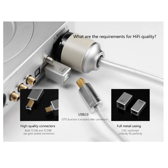 DD DDHIFI TC01B / TC 01B / TC 01 B / TC01BF / TC 01BF / TC 01 BF USB-B to USB-C / USB-C to USB-B Converter Original