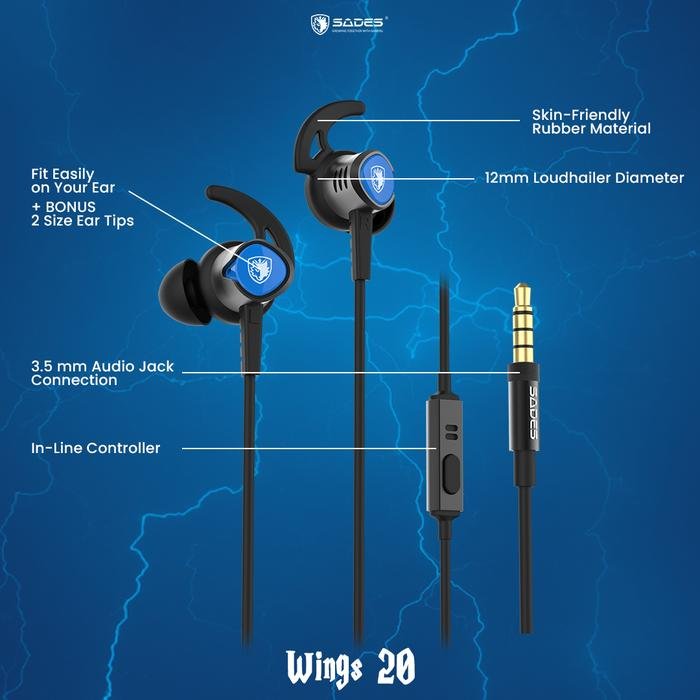Sades Wings 20 / Wings20 SA 606 Immersive Game Gaming Earphones Original