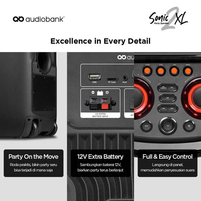 Audiobank Sonic 2 XL / Sonic 2XL / Sonic XL 2 / Sonic XL2 (Gen 2) Portable Party Speaker Original