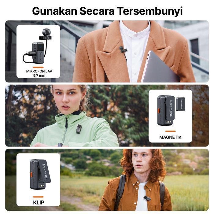 Saramonic Air Wireless Microphone Clip On Lavalier HP Camera Recording Vlog Live Mikrofon Nirkabel Original