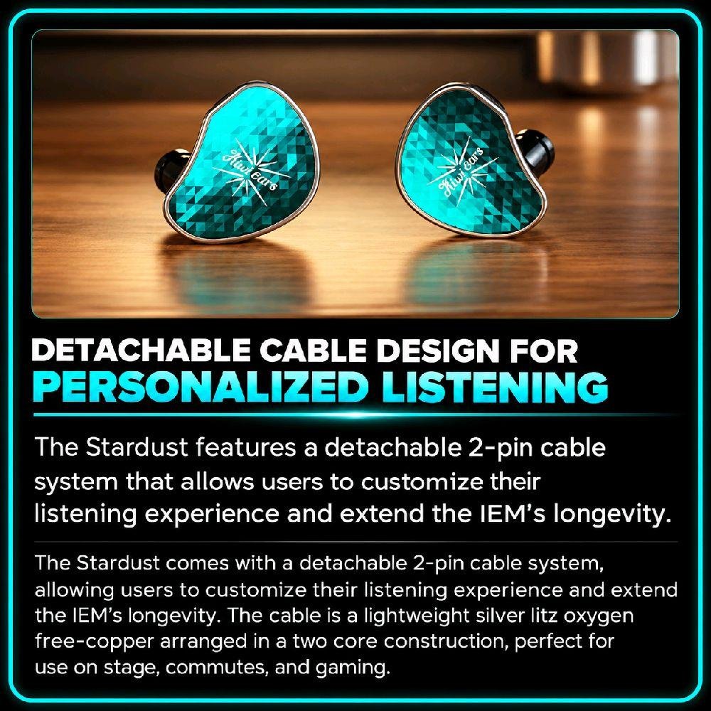 Kiwi Ears Stardust Five Driver Warm Neutral Hybrid In Ear Monitor Earphone with 10 mm PU+LCP Dynamic / IEM Original