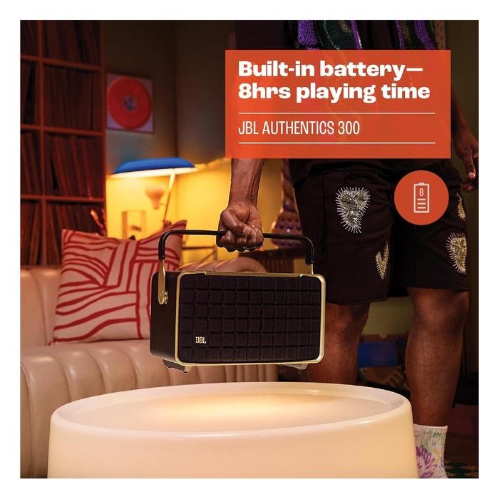 JBL Authentics 300 / Authentics300 / Authentic 300 Portable Smart Home Speaker with Retro Design, Wi-Fi, Bluetooth and Voice Assistants Original