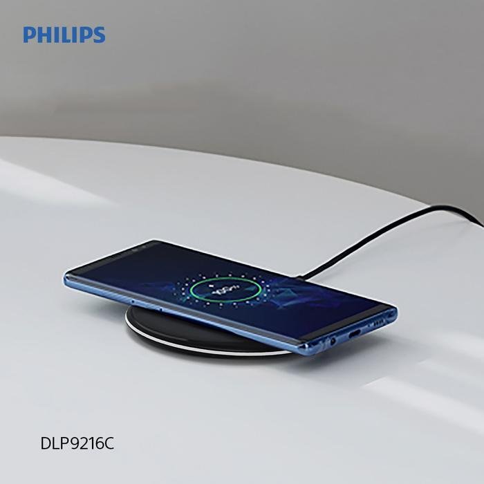 Philips Wireless Charging Pad DLP9216 Black Compatible With Qi Wireless Plus Usb C-C Cable 15 Watt Original