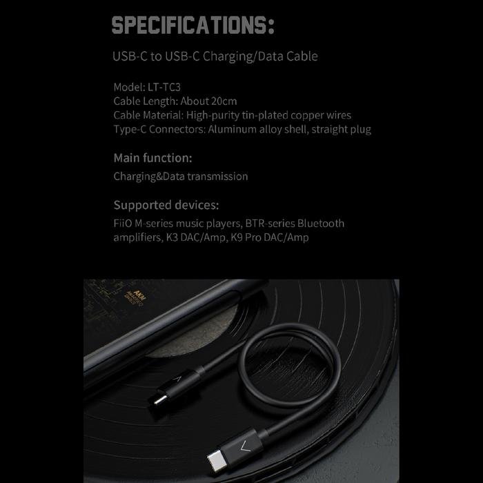 Fiio LT-TC3 / LT TC 3 / LTTC3 Type-C to Type-C Charging / Data Cable Original