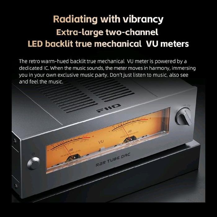Fiio WARMER R2R Hi-Res Desktop Tube Buffer and R2R DAC with Dual VU Meters Original