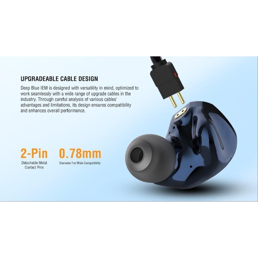 Canpur Deep Blue High Fidelity 10mm Dynamic Driver In Ear Monitor Earphone / IEM Original