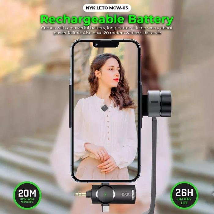 NYK MCW 03 Leto Wireless Lavalier Microphone with 3in1 Connection Original
