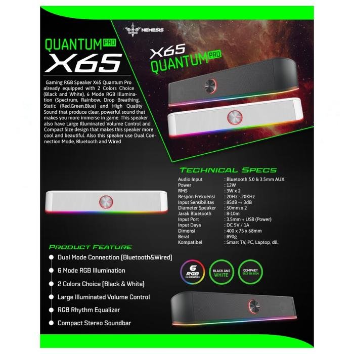 NYK Nemesis Quantum Pro X65 /X 65 / X-65 Gaming Soundbar Speaker with 6 Mode RGB and Dual Mode Connection Original