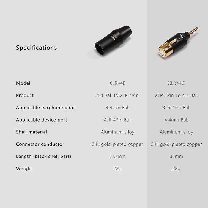 DD DDHIFI XLR44C Balanced XLR 4Pin to 4.4mm Adapter Original