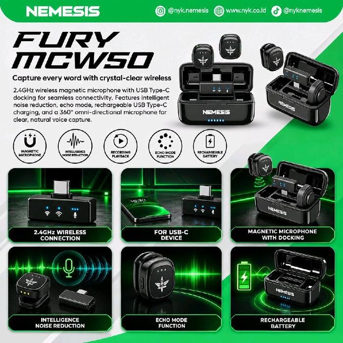 NYK NEMESIS FURY MCW50 / MCW 50 / MCW-50 Capture Every Word with Crystal-Clear Wireless Microphone Original