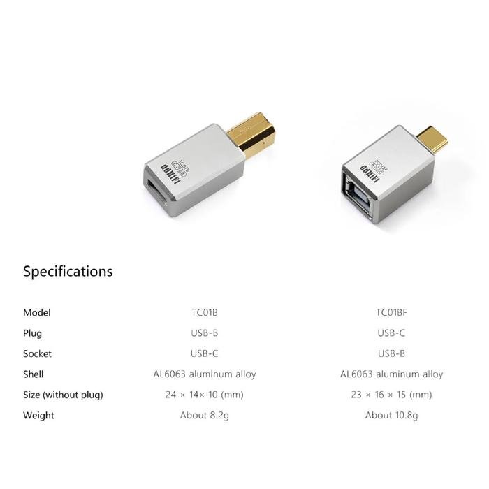DD DDHIFI TC01B / TC 01B / TC 01 B / TC01BF / TC 01BF / TC 01 BF USB-B to USB-C / USB-C to USB-B Converter Original