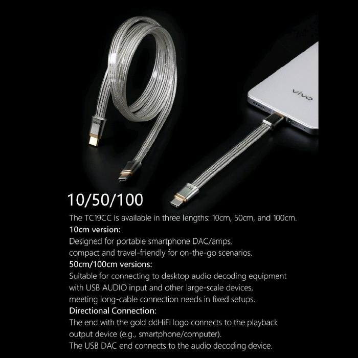 DD DDHIFI Comet TC19CC / TC19 CC / TC 19 CC / TC 19CC Flagship Pure Silver Digital Signal USB C to USB C OTG Cable Original
