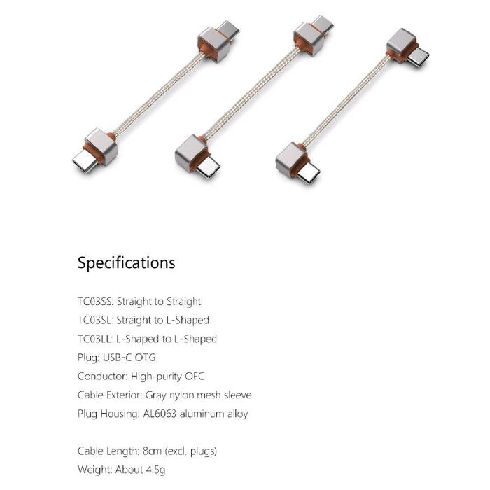 DDHIFI TC03SS / TC 03 SS / TC03SL / TC 03 SL / TC03LL / TC 03 LL USB C OTG Audio Decoding Cable Original