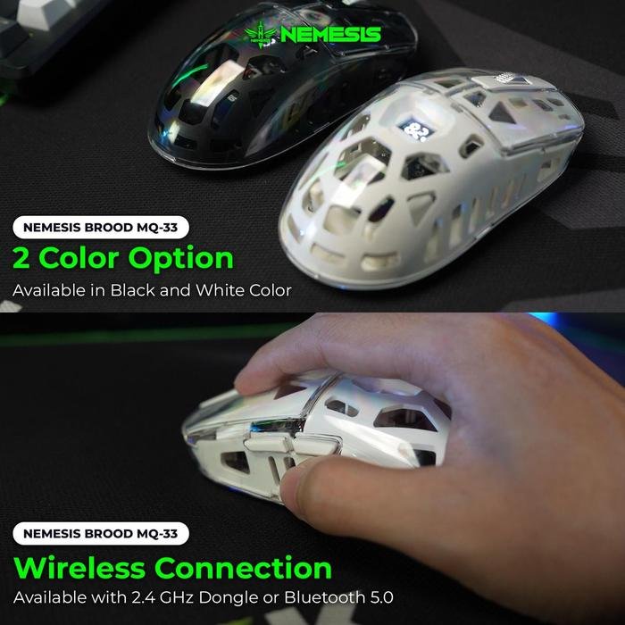 NEMESIS BROOD MQ-33 Transparent Wireless Gaming Mouse with Digital Display Original