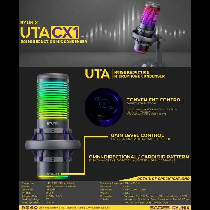 RYUNIX UTA CX1 / CX 1 Noise Reduction Mic Condenser Original