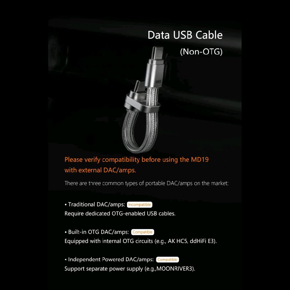 DDHIFI MD19L / MD19 L / MD 19L / MD 19 L 100W Bendable Fast Charging USB-C Cable Original