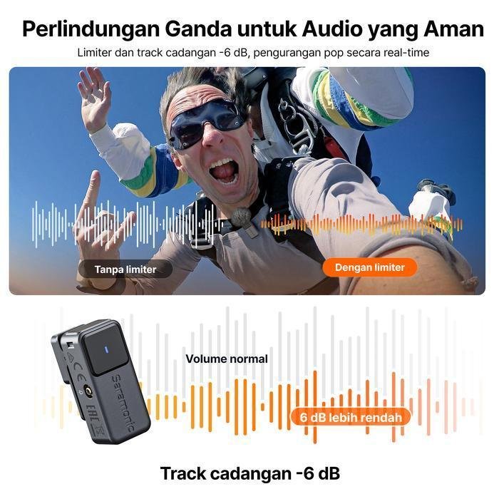 Saramonic Air Wireless Microphone Clip On Lavalier HP Camera Recording Vlog Live Mikrofon Nirkabel Original