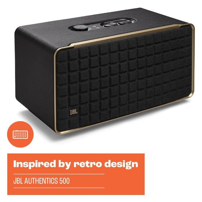JBL Authentics 500 / Authentics500 / Authentic 500 Hi-Fi Smart Home Speaker with Wi-Fi, Bluetooth and Voice Assistants with Retro Design Original