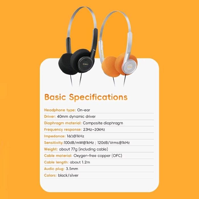 Fiio Snowsky WIND PRO 40mm High-Fidelity Dynamic Driver Retro Style Lightweight with In-Line Controls On-Ear Headphones Original