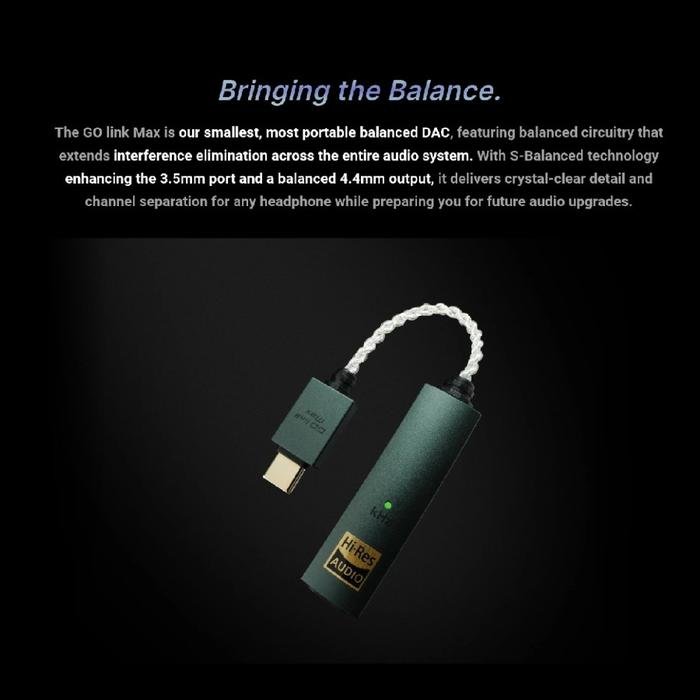 iFi Go Link Max Portable Hi-Res Headphone Amplifier DAC Dongle USB-C to 3.5/4.4mm with ESS Sabre ES9219 DAC Amp Original