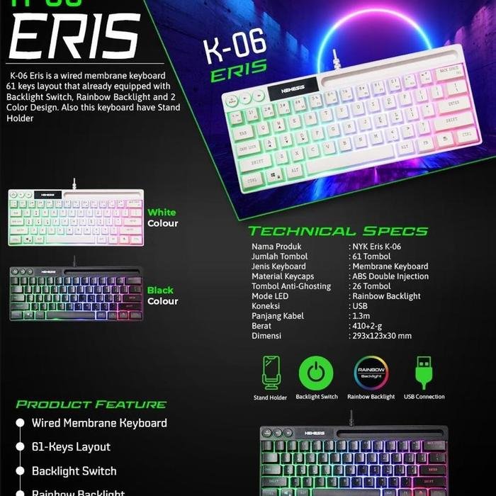 NYK K-06 ERIS Wired Mini Membrane Gaming Keyboard with Phone Holder Original