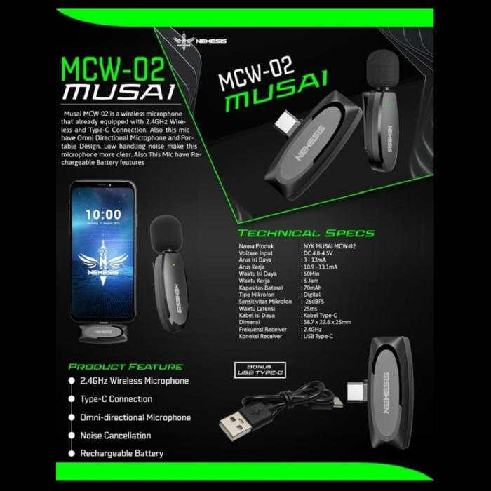 Nyk Musai MCW 02 / MCW02 NC Wireless Clip On Microphone Original