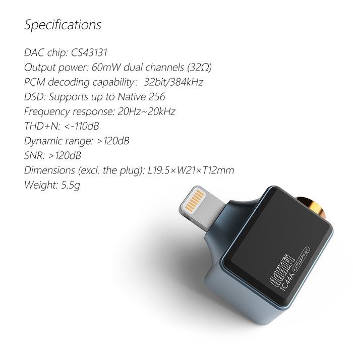 DD DDHIFI TC44A / TC 44A USB C / Lightning Version to 4.4mm Adapter Original