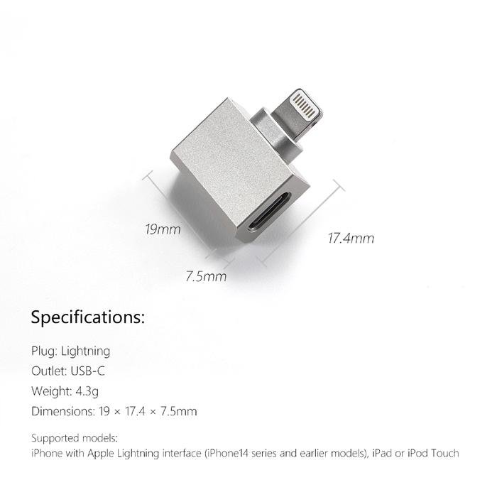 DD DDHIFI TC28i / TC28 i / TC 28 i M2 Lightning to USB-C OTG Adapter Original