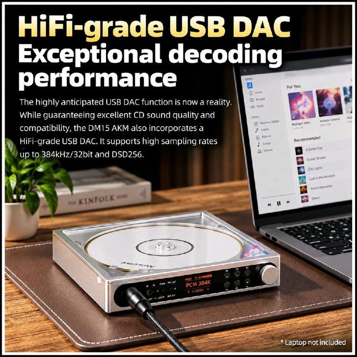 Fiio DM15 / DM 15 (AKM) Portable Stereo CD Player with Dual AK44935 DACs / CD Player Original